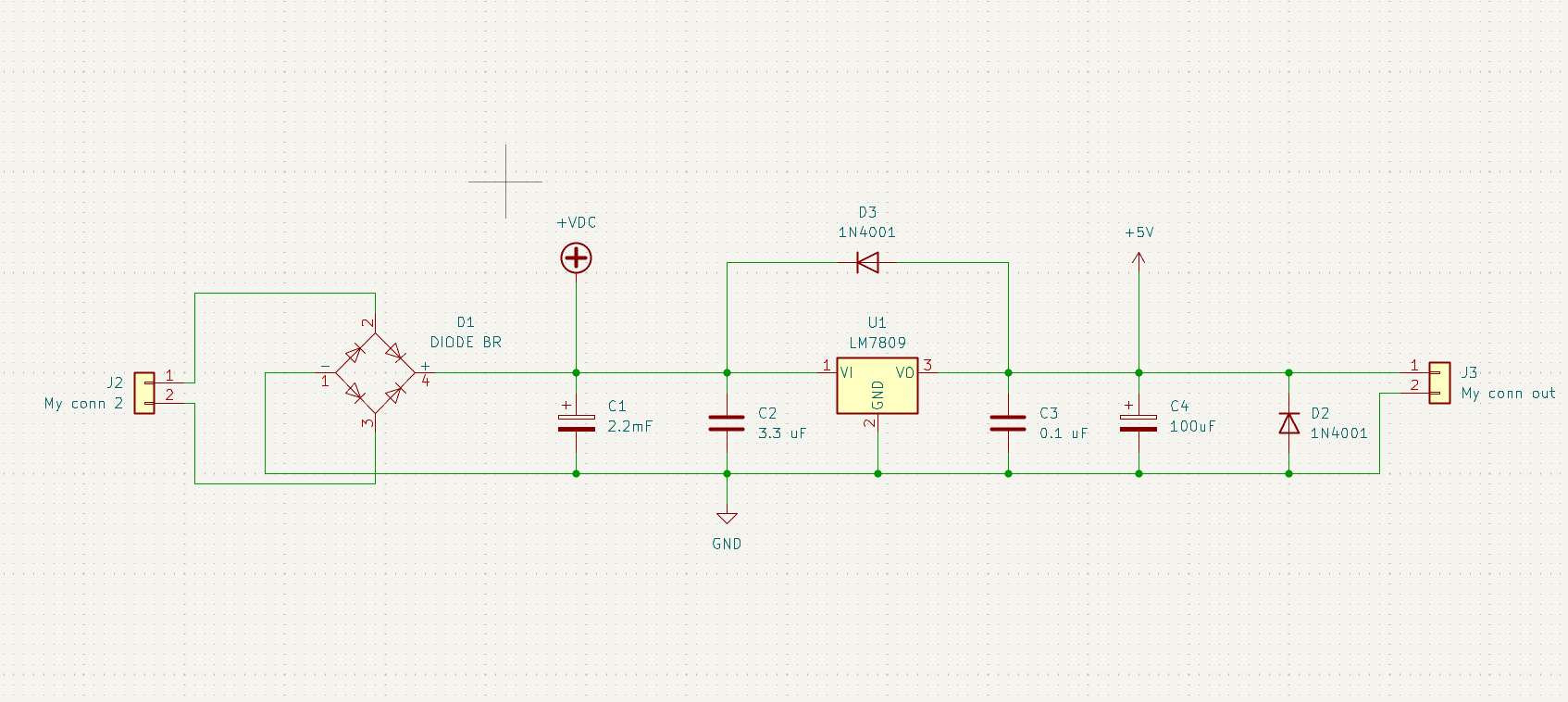 Schema elettrico del circuito diviso in tre parti